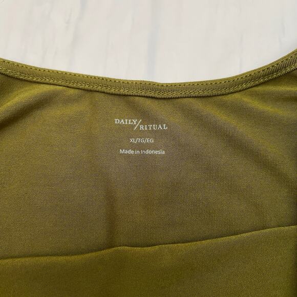 Daily Ritual Women's Jersey Regular-Fit Ballet-Back t-Shirt Olive Green Dress XL - Picture 7 of 11